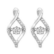 Sterling Silver Diamond Earrings With 22 Round Diamonds .08Ct Tdw I2 I
