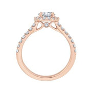 14K Rose Gold Oval Cut Diamond Halo Engagement Ring Mounting With 36 D