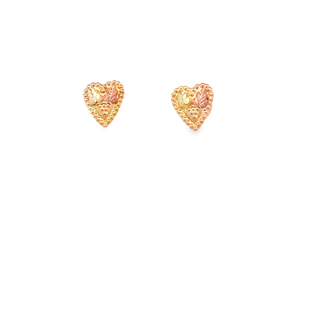 Vintage 10Kt Yellow Gold Heart Earrings With Friction Posts And Backs