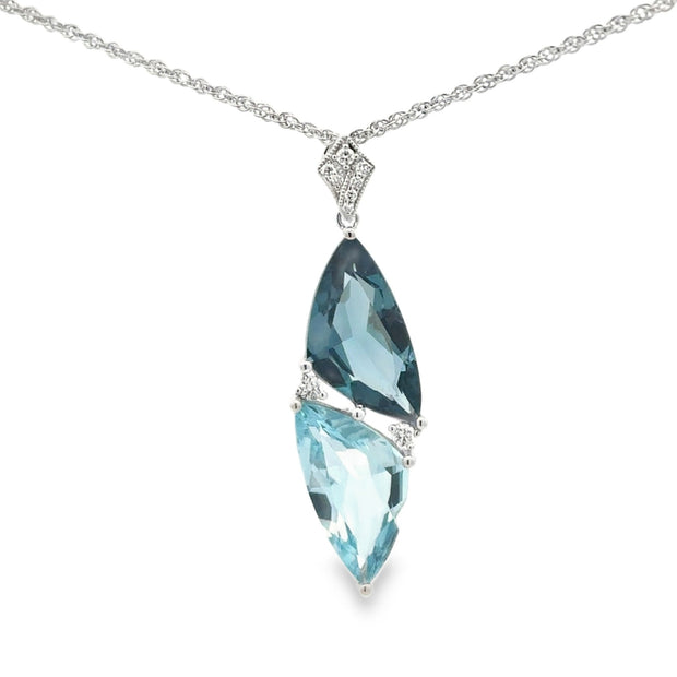 Lady's White 14 Karat Topaz Pendant Length 18 With One = 3.54Ct Trilli