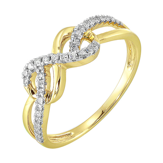 10kt Yellow Gold Twist Design Ring With 33 Round Diamonds .15tdw I/J I