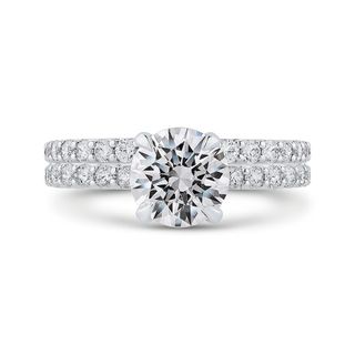 14K Two-Tone Gold Round Diamond Engagement Ring Mounting With 35 Diamo