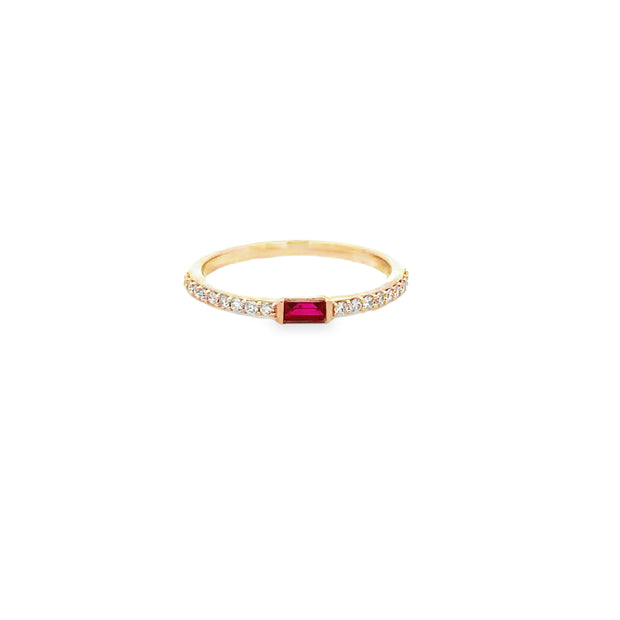 Lady's Yellow 10 Karat Ruby Stackable Fashion Ring Size 7 With One = 0