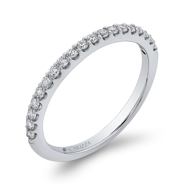 14Kt White Gold Carizza Diamond Wedding Band with 19 Round Prong Set Diamonds. .27Ct TDW VS1 GHGoes with 100-1172