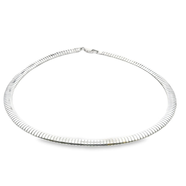 Vintage Sterling Silver 7.25Mm Domed Omega Chain 18 Inches Long Weighi