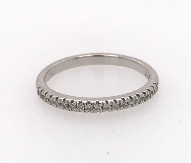 14K White Gold Wedding Band With 19 Round Diamonds .13Ct Tdw, Size 7, Goes With Engagement Ring 100-905