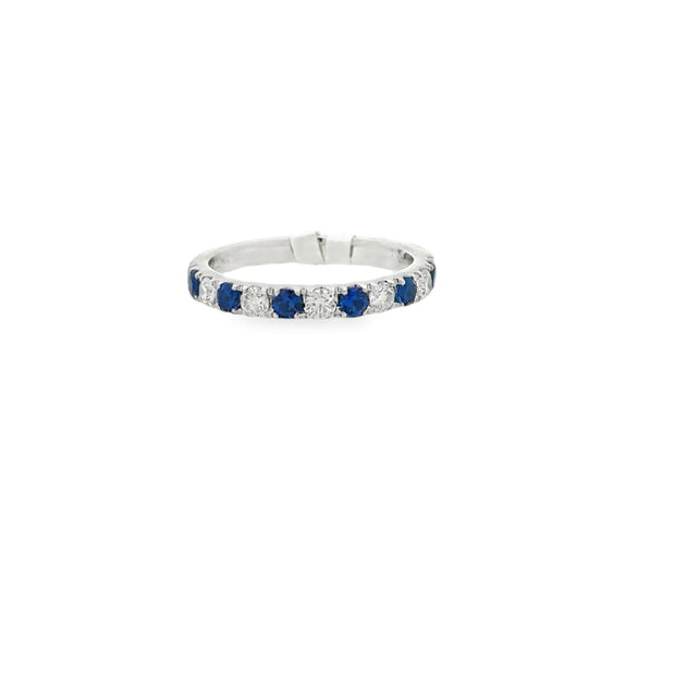 Lady's White 14 Karat Sapphire & Diamond Stackable Fashion Ring Size 7