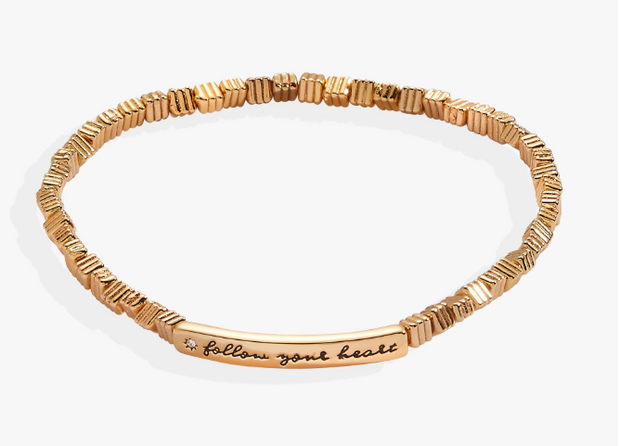 Sterling Silver Yellow Gold Plated Follow Your Heart Stretch Bracelet