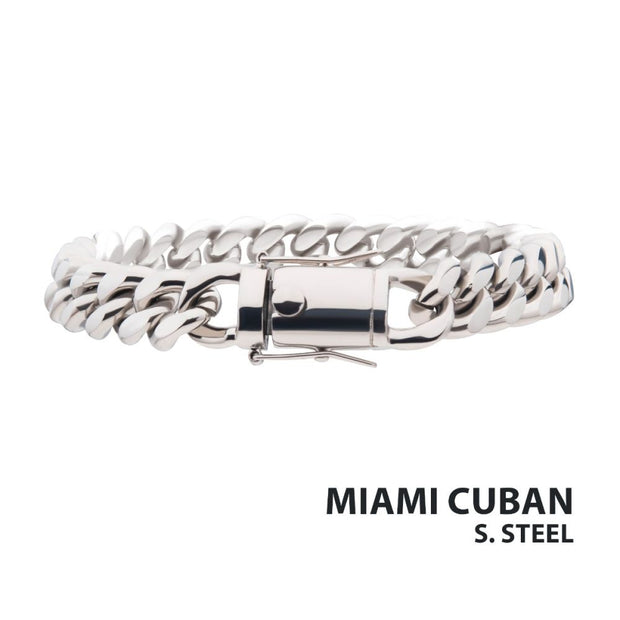 10mm Steel Miami Cuban Chain Bracelet.