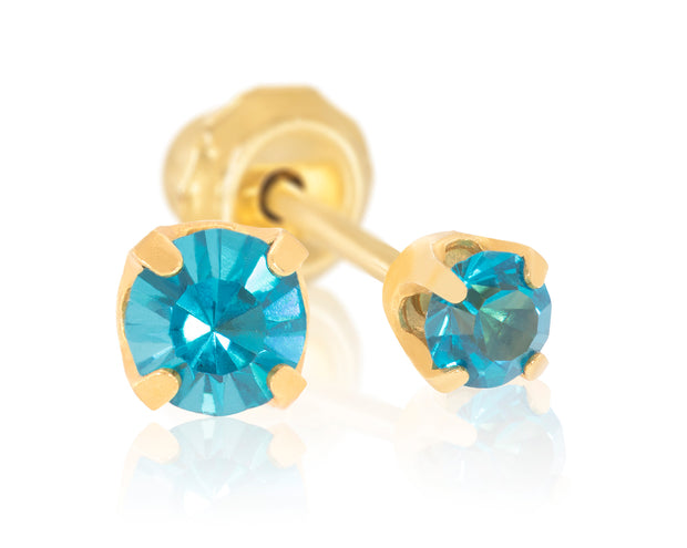 14k Yellow Gold Zircon December Piercing Stud