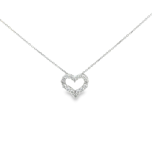 Lady's White 14 Karat Diamond Heart Pendant Length 16 And 18 With 15 =