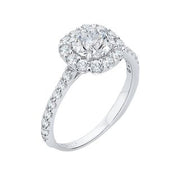 Round Diamond Halo Engagement Ring In 14K White Gold Mounting With 27