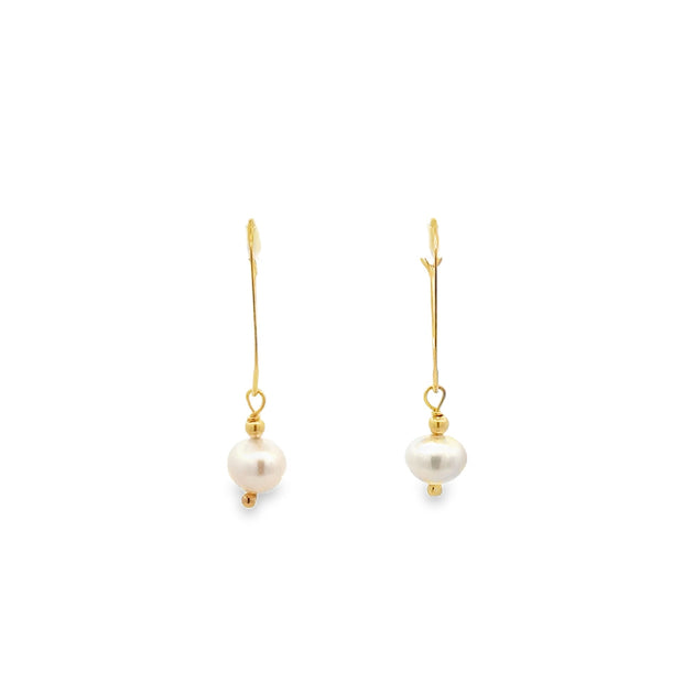 Vintage 14Kt Yellow Gold Kidney Wire Earrings With Two 5.5-6.0Mm Full