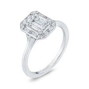 Emerald Cut Diamond Engagement Ring With Round Shank In 14K White Gold