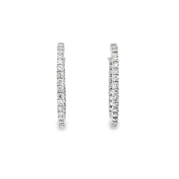 White Sterling Silver Lab-Grown Diamond Inside Out Hoop Earrings With