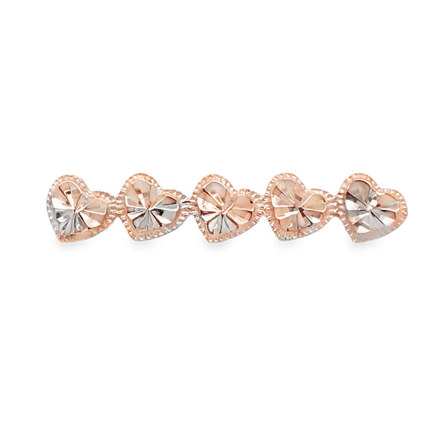 Vintage 14Kt Rose Gold Diamond Cut Hear Brooch. Weighing 1.65 Grams.