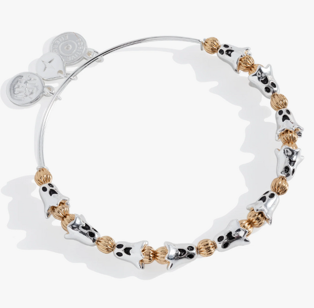 Sterling Silver Ghost and Yellow Gold Plated Beaded Bangle