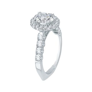 Oval Diamond Halo Engagement Ring In 14K White Gold Mounting With 39 D