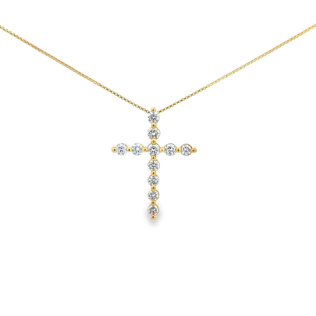 14kt Yellow Gold Cross With 11 Round Diamonds .50tdw H/I SI2
