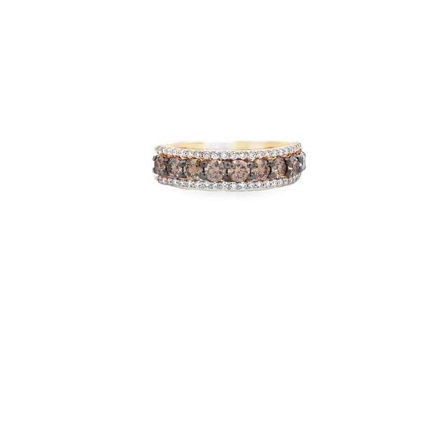 Lady's Yellow 14 Karat Brown Diamond Fashion Ring Size 7 With 9 = 1.00
