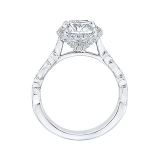 14K White Gold Oval Cut Diamond Halo Engagement Ring Mounting With 63