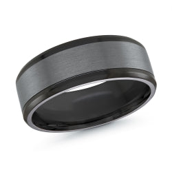 Black Zirconum Band With Grey Tantulum Satin Center Finish 8mm Size 9.