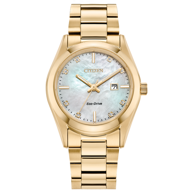 Citizen Eco-Drive Gold-Tone Stainless Steel Case Measures 33Mm In Diam