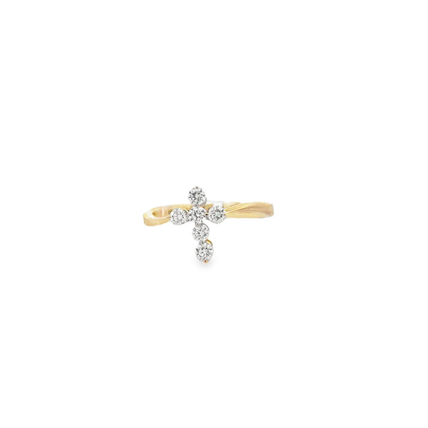 14k Yellow Gold Natural Diamond Clover Bangle WIth 12 Diamonds At 0.36