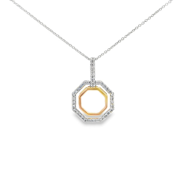 10k Two Tone White And Yellow Gold Natural Diamond Pendant With 38 Dia