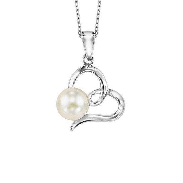 Genuine Freshwater Pearl Silver Pendant On 18" Sterling Silver Cable Chain.