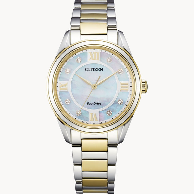Ladies Citizen Eco-Drive Arezzo With Two Tone Band And Mother of Pearl