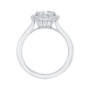 14K White Gold Round Diamond Halo Engagement Ring Mounting With 21 Dia