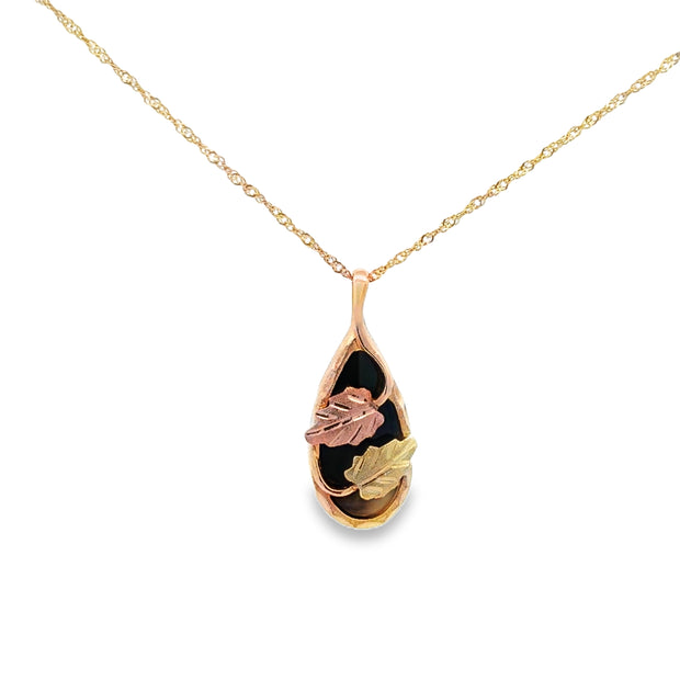 Vintage 10Kt Yellow And Rose Gold Necklace Set With One Oval Black Ony
