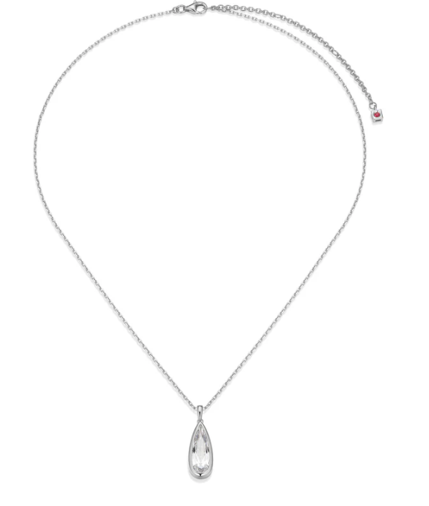 Lustre Teardrop Pendant Necklace in Rhodium-Plated Sterling Silver 17"