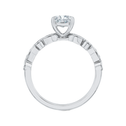 14K White Gold Diamond Engagement Ring Mounting With 8 Diamonds .13 Td