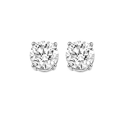 14Kt White Gold Stud Earrings With 2 Diamonds Weighing .30Tdw, IJ I2
