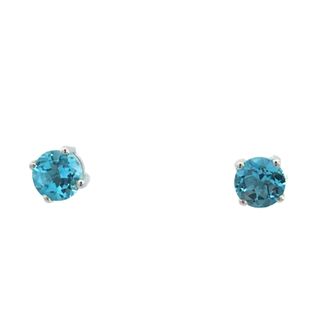 Sterling Silver Birthstone Blue Topaz Stud Earrings .67tw
