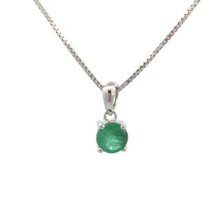 Sterling Silver Birthstone Emerald Pendant .46tw