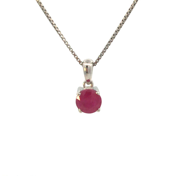 Sterling Silver Birthstone Ruby Pendant .67tw