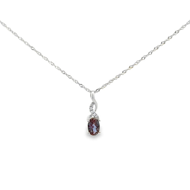 Lady's White 14 Karat Lab-Alexanderite Pendants Length 18 With One = 0