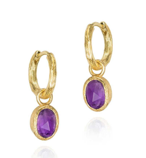 JORGE REVILLA STERLING SILVER OVAL AMETHYST EARRINGS FROM THE ZEN COLL