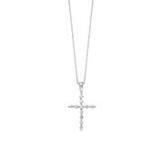 14Kt White Gold Cross Pendant with 11 Round Diamonds .11ct TDW I2 H/I