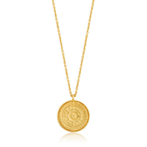 Sterling Silver Yellow Gold Plated  "Coins" Verginia Sun Necklace