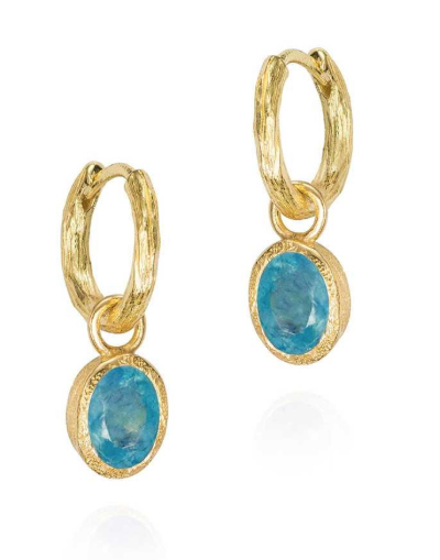 Jorge Revilla Sterling Silver Oval Aquamarine Hinged Hoop Earrings Fro