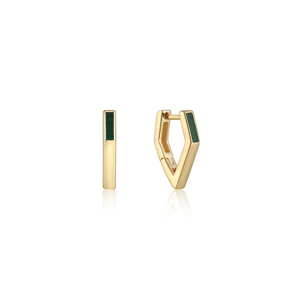 Second Nature Malachite Angular Hoop Earrings