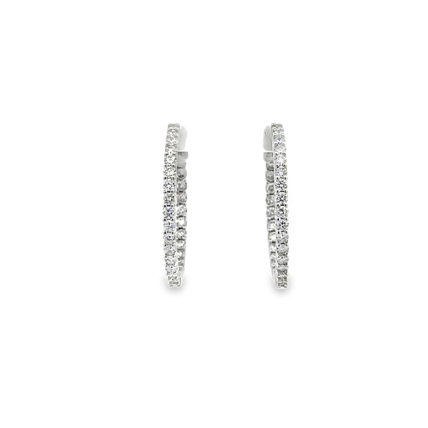 White Sterling Silver Lab-Grown Diamond Inside Out Hoop Earrings With