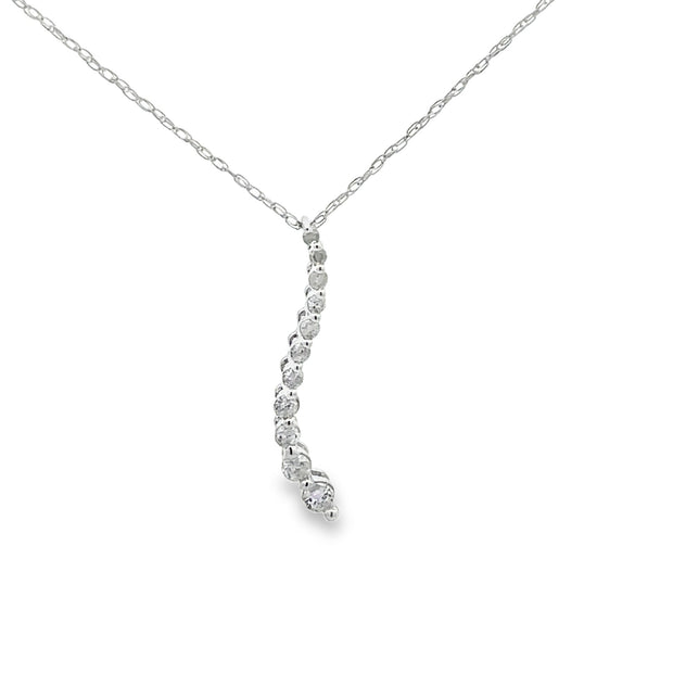Vintage 10Kt White Gold 18 Inch Necklace With A Journey Pendant Set Wi