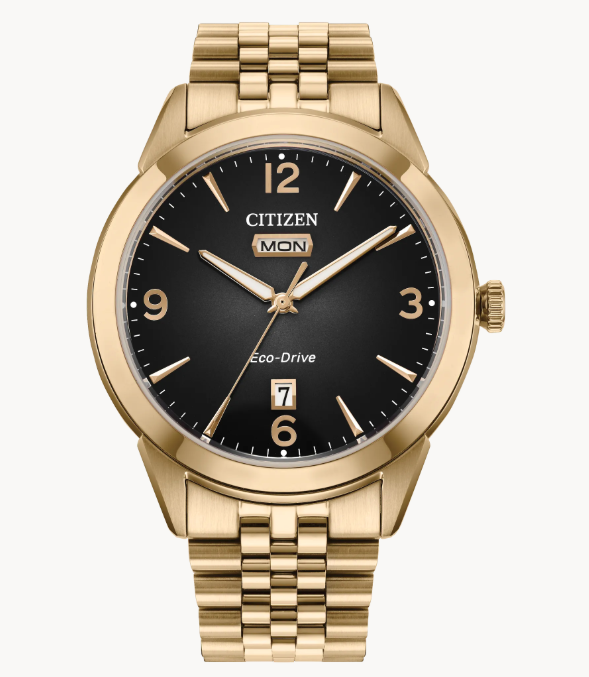 CITIZEN YELLOW TONED BLACK DIAL ROLAN ECO DRIVE