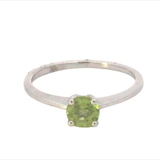 Sterling Silver Birthstone Ring With 1 Round Peridot .56tw
