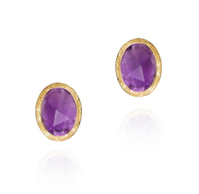Jorge Revilla Sterling Silver Oval Amethyst Earrings From The Zen Coll